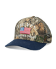 Camouflage cap with American flag and 'In God We Trust' text on a white background